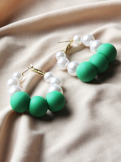 

AVANT-GARDE PARIS Green & White Circular Hoop Earrings