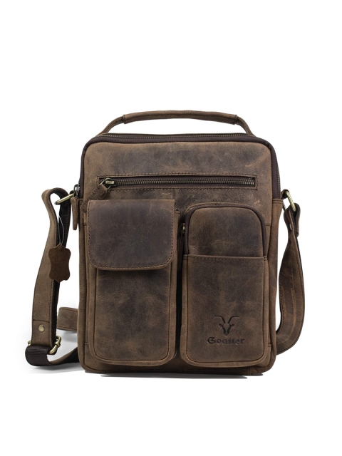 

Goatter Men Coffee Brown Leather Messenger Bag