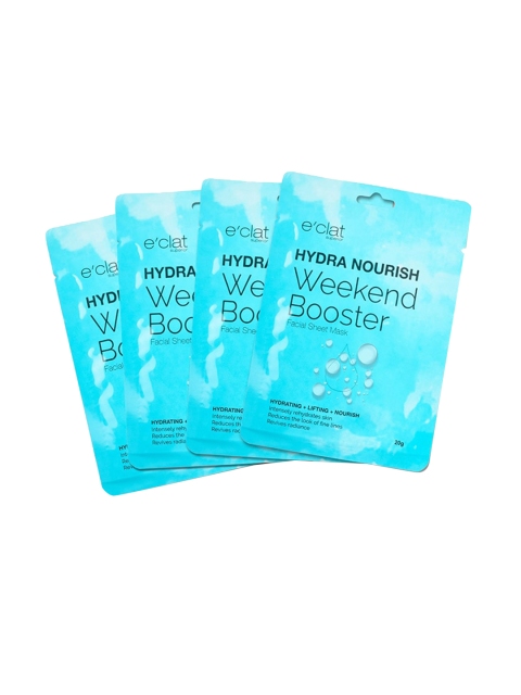 

e'clat superior Set of 4 Hydra Nourish Weekend Booster Facial Sheet Mask - 20 g Each, Blue