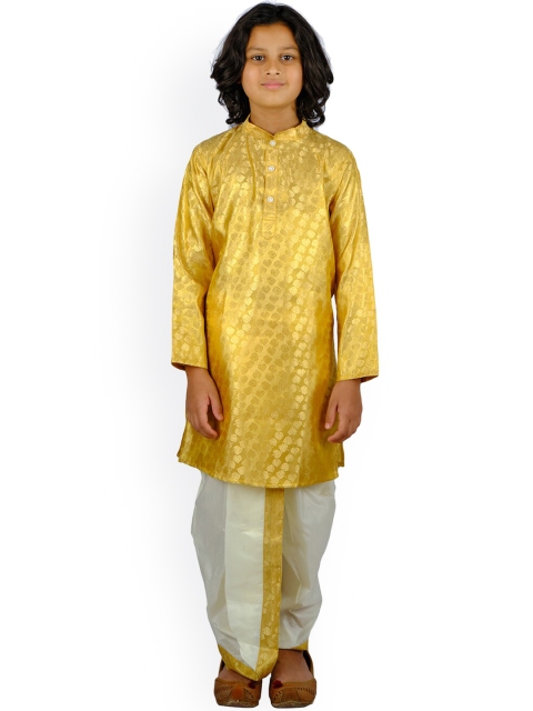 

Sethukrishna Boys Gold-Toned Ethnic Motifs Kurta with Dhoti Pants