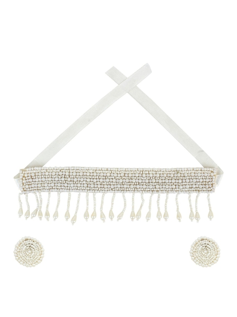 

CARDINAL White Beaded Woven Geometric Shaped Jewellery Set