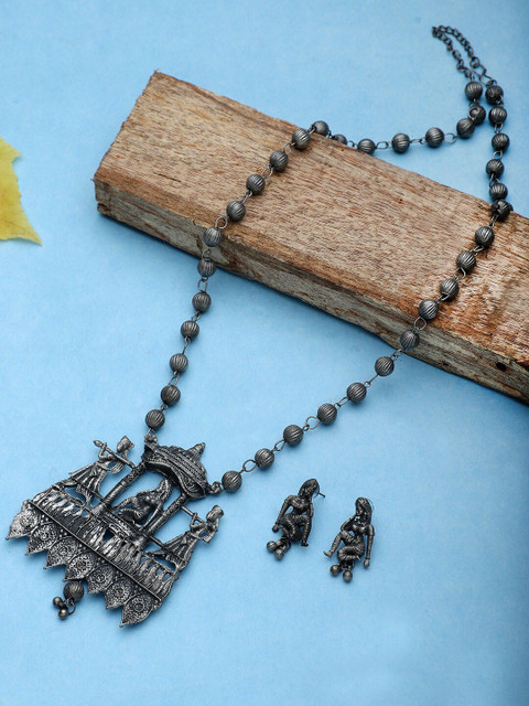 

CARDINAL Silver-Plated Oxidized Long Jewellery Set