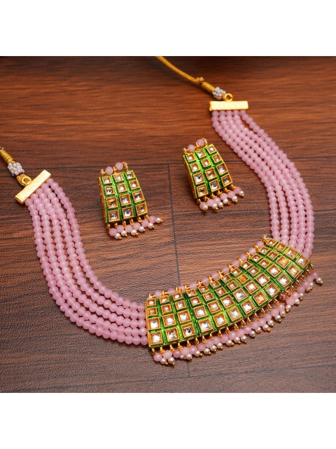 

CARDINAL Pink Beaded Earring & Necklace Jewellery Set