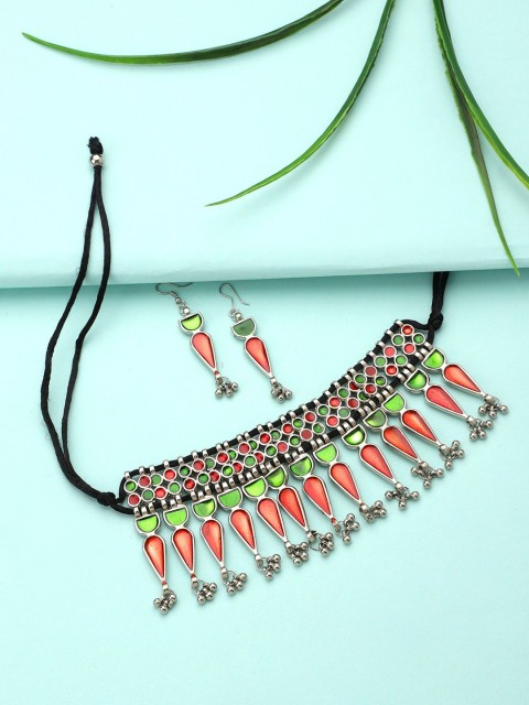 

CARDINAL Oxidised Meenakari Multicolored Necklace Set, Multi