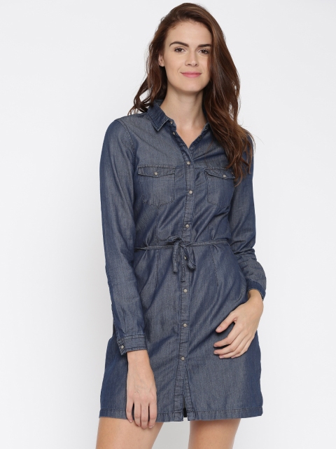 

Vero Moda Women Blue Solid Shirt Dress