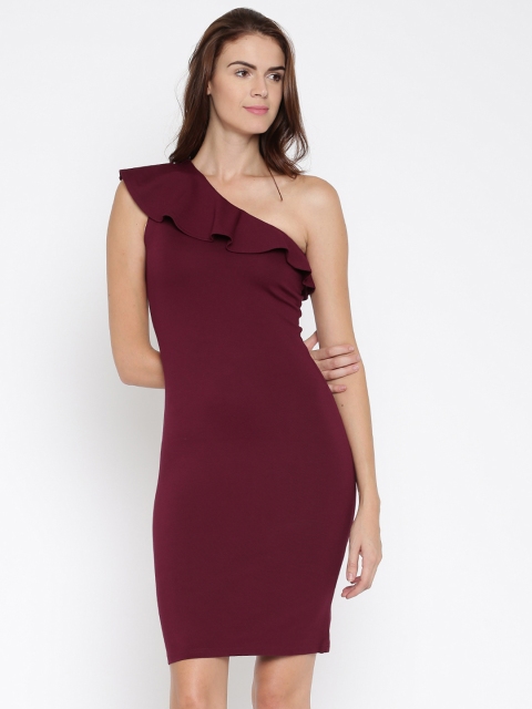 

Vero Moda Women Maroon Solid Sheath Dress