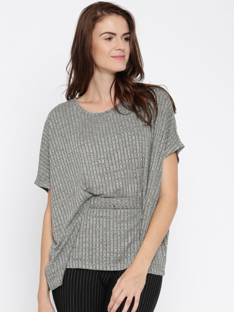 

Vero Moda Women Grey Self Design Boxy Top