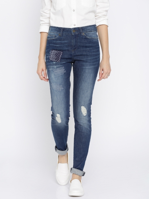 

Vero Moda Women Blue Slim Fit Mildly Distressed Stretchable Jeans