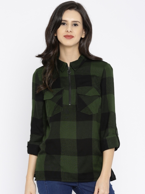 

Vero Moda Women Green Standard Fit Checked Casual Shirt