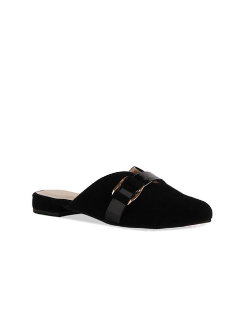 

ERIDANI Women Black Mules with Buckles Flats