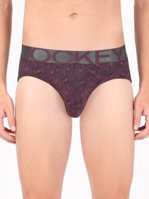 

Jockey Men Grey & Purple Printed Printed Basic Briefs, Black