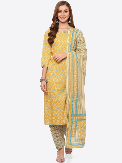 

Biba Yellow & Blue Pure Cotton Unstitched Dress Material