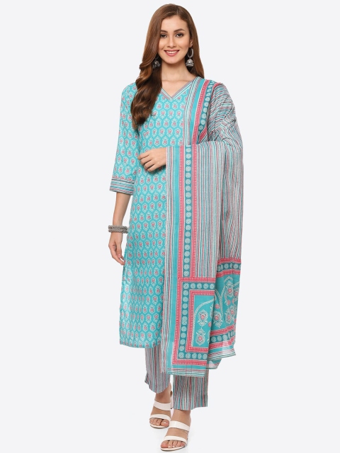 

Biba Blue & Pink Pure Cotton Unstitched Dress Material
