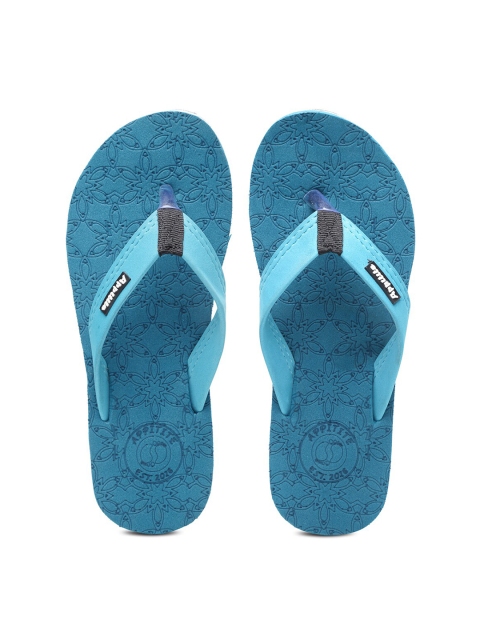 

APPITITE Women Blue & Black Rubber Thong Flip-Flops