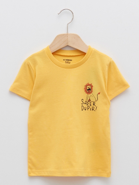 

LC Waikiki Boys Yellow Typography Printed Pure Cotton T-shirt
