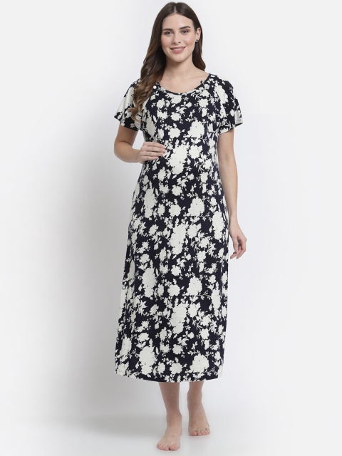 

Tiara Navy Blue Printed Maxi Nightdress