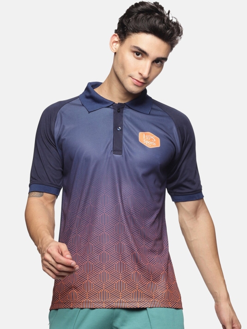 

HPS Sports Men Navy Blue Polo Collar Applique T-shirt