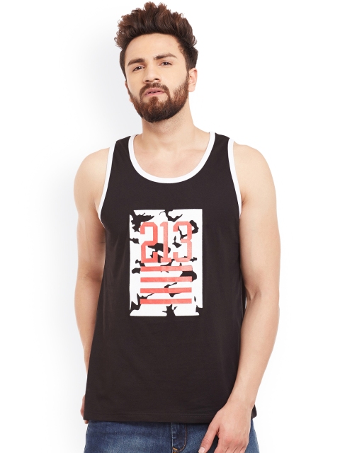 

GRITSTONES Black Printed Innerwear Vest GSVST213BLKWHT