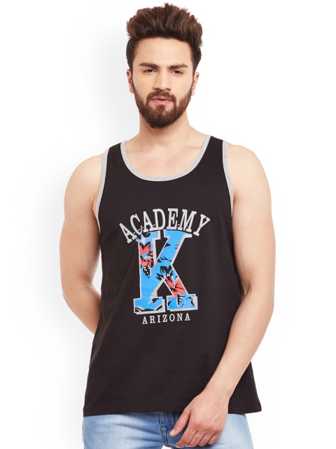 

GRITSTONES Black Printed Innerwear Vest GSVSTADYBLKGM