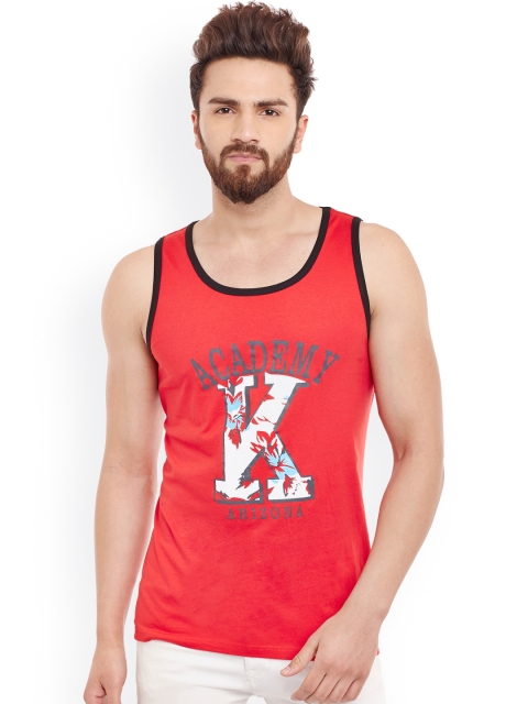 

GRITSTONES Red Printed Innerwear Vest GSVSTADYRDBLK