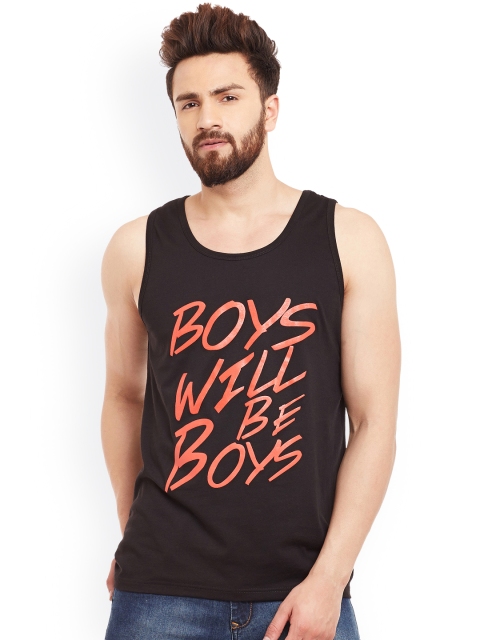 

GRITSTONES Black Printed Innerwear Vest GSVSTBOYSBLK