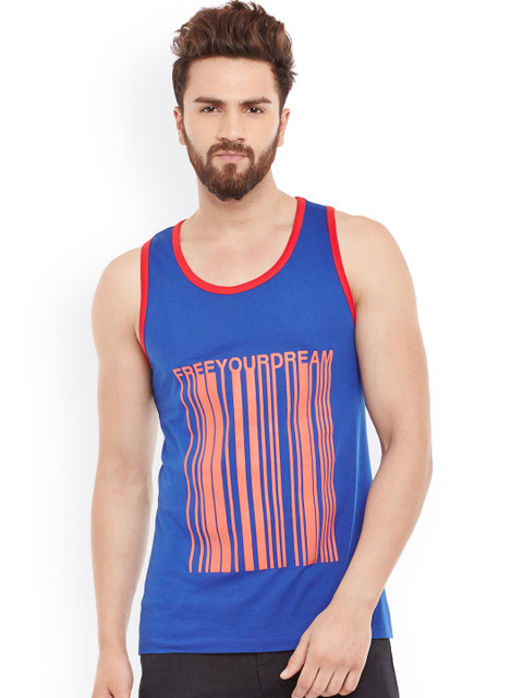 

GRITSTONES Blue Printed Innerwear Vest GSVSTFYDRBLURD