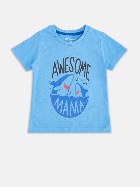 

Pantaloons Baby Boys Blue Typography Printed T-shirt