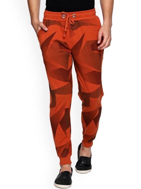 

CULT FICTION Men Rust Printed Pure Cotton Joggers