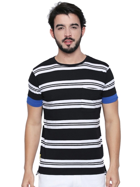 

CULT FICTION Men Black Striped T-shirt