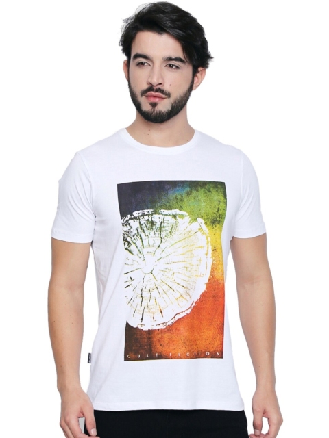 

CULT FICTION Men White Printed Applique T-shirt