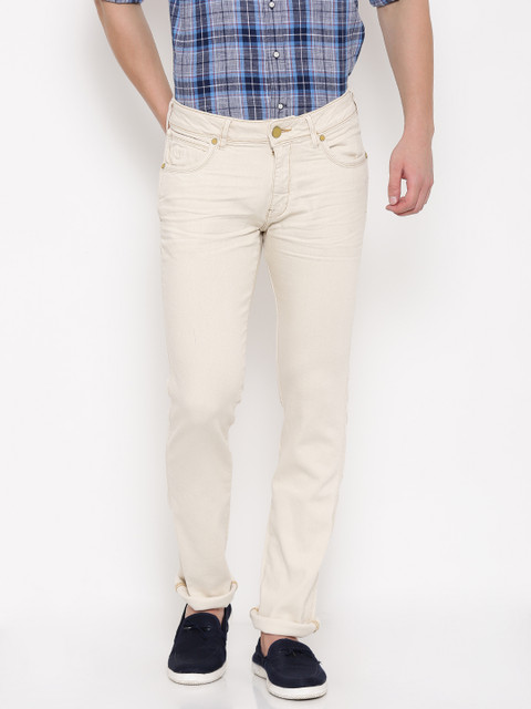 

Wrangler Men Off-White Low-Rise Skanders Slim Fit Stretchable Jeans, Blue