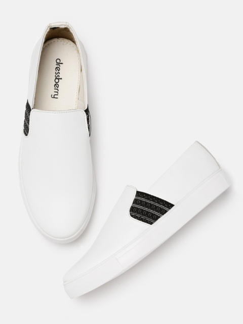 

DressBerry Women White Slip-On Sneakers