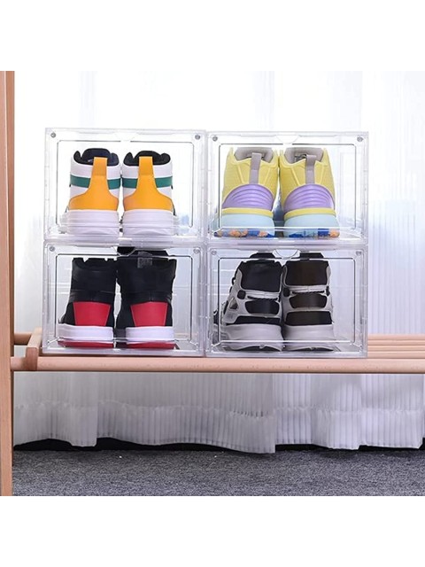 

royalkart Set of 4 Transparent Solid Shoe Crates, White