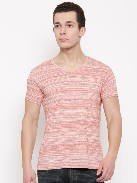 

Wrangler Orange Printed V-Neck T-shirt