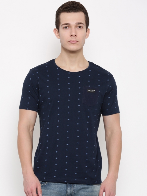 

Wrangler Men Navy Blue Printed Round Neck T-shirt