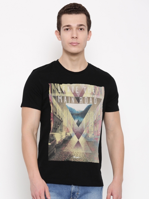 

Wrangler Black Printed Round Neck T-shirt