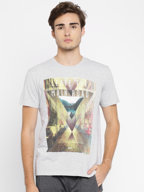 

Wrangler Men Grey Melange Printed Round Neck T-shirt