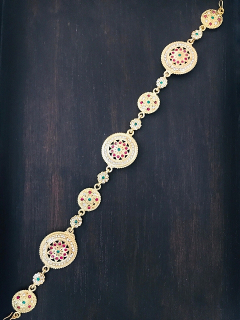 

The Opal Factory Women Gold-Plated Meenakari Kundan & Pearl Studded Sheeshphool