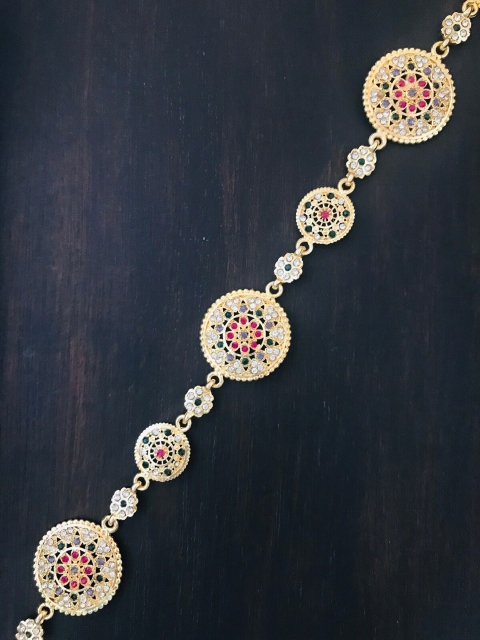 

The Opal Factory Gold-Plated Red Stone & Kundan Studded Sheeshphool Head Jewellery