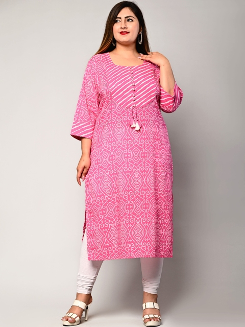 

Swasti Women Pink & cyclamen Ethnic Motifs Embroidered Kurta