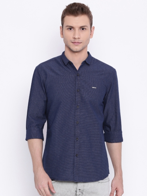 

Wrangler Men Navy Blue Slim Fit Self-Design Casual Shirt
