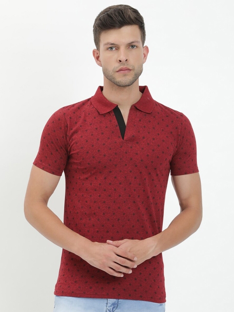 

V2 Value & Variety Men Maroon & bossa nova Printed Polo Collar T-shirt