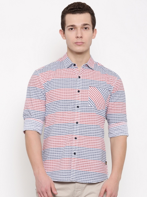 

Wrangler Men Navy & Red Slim Fit Striped Casual Shirt