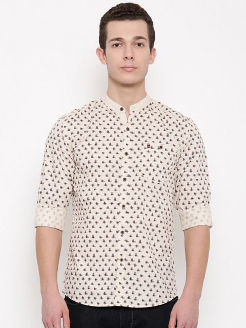

Wrangler Men Beige & Brown Slim Fit Printed Casual Shirt