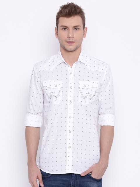 

Wrangler Men White Regular Fit Printed Casual Shirt
