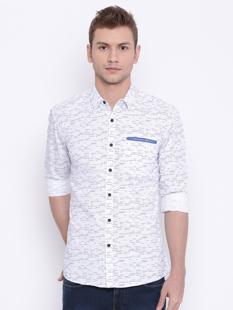 

Wrangler Men White Slim Fit Printed Casual Shirt
