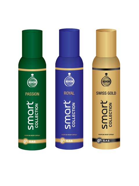 

Smart COLLECTION Men Set of 3 Deodorant - Passion + Royal + Swiss Gold - 150 ml Each, Green