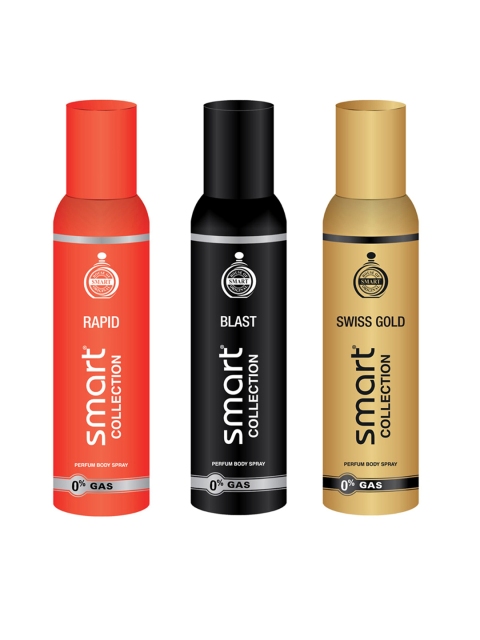 

Smart COLLECTION Men Set of 3 Deodorant - Rapid + Blast + Swiss Gold - 150 ml Each, Orange