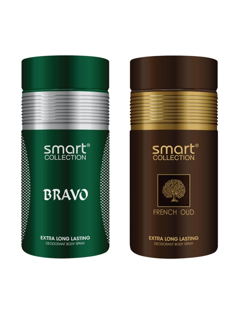 

Smart COLLECTION Men Set of 2 Deodorant - French Oud + Bravo - 250 ml Each, Brown