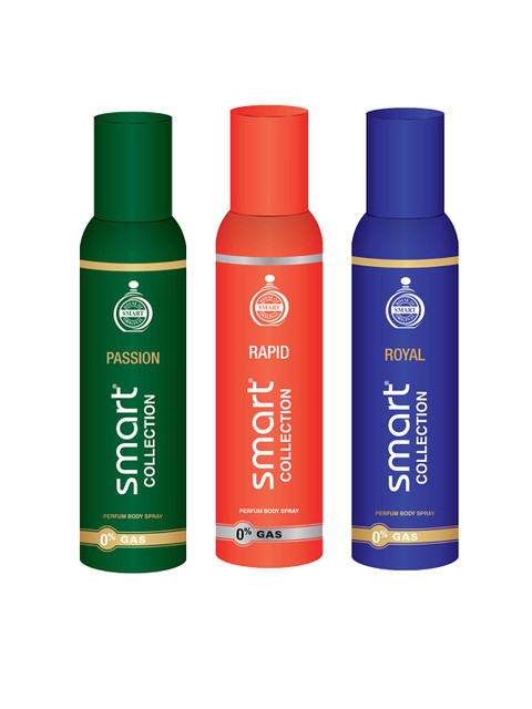 

Smart COLLECTION Men Set of 3 Deodorant - Rapid + Passion + Royal - 150 ml Each, Green